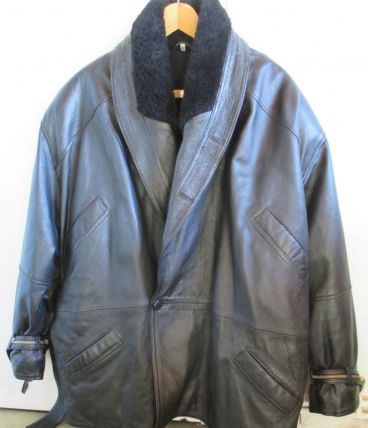 Blouson veste cuir noir doublé homme