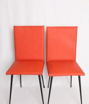 Chaises en skai orange (années 70)