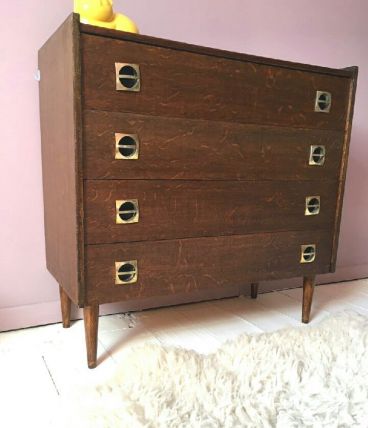 Commode vintage scandinave pieds fuseaux 