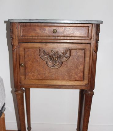 table de chevet bois et marbre