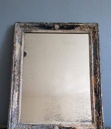 miroir au mercure cadre bois et stuc dans son jus début XXe