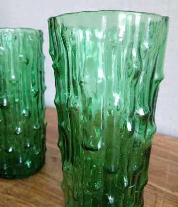 Paire de vases bullés "Bambou" 