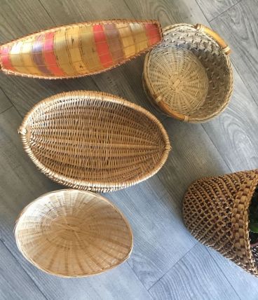 lot de 4 panières corbeilles vintage 