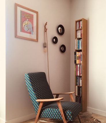 Fauteuil vintage piètement compas