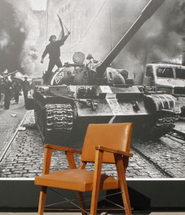 Fauteuil Scandinave skaï camel