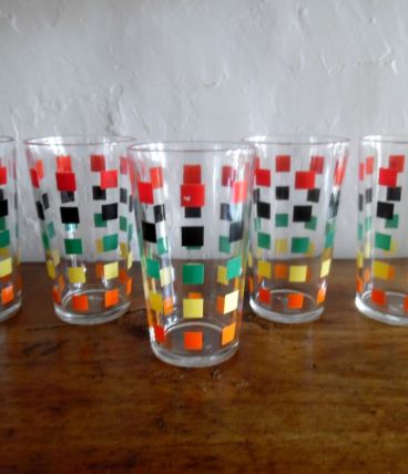 5 verres à orangeade vintage