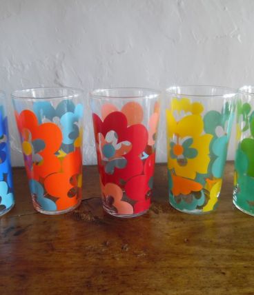 5 verres à orangeade vintage