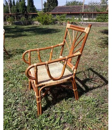 Fauteuil enfant en cannage et rotin