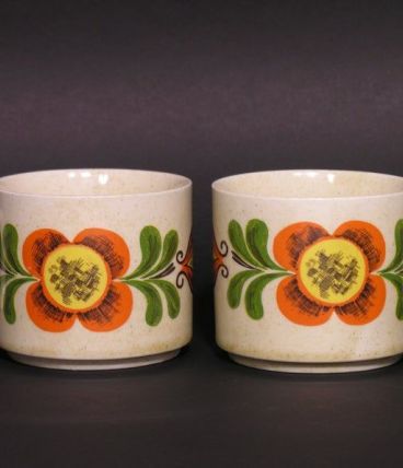 Tasses à Café Weidmann / Mugs Rétro 70 Fleur Orange