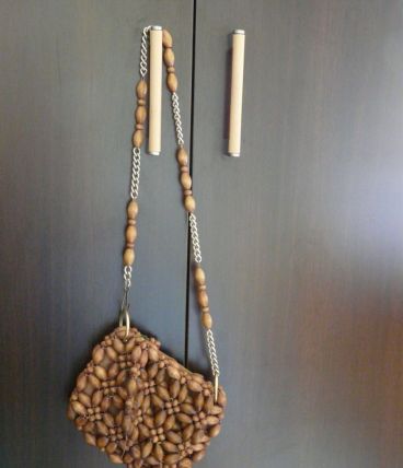 Petit sac besace perles bois