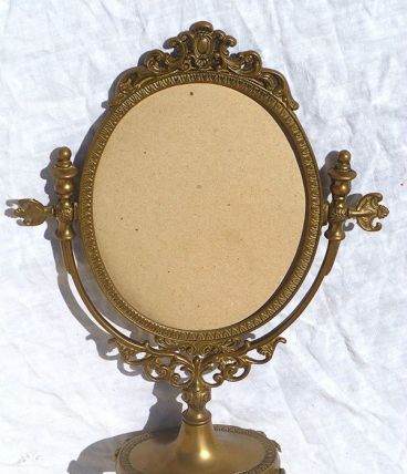 miroir psyché ancien en laiton  ,  vintage