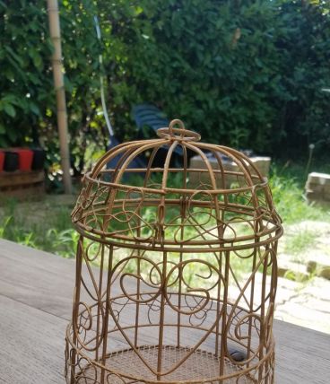 Petite cage à oiseaux métal doré 