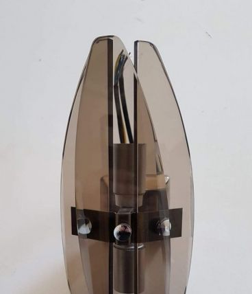 applique verre fumé et métal chromé space age vintage 