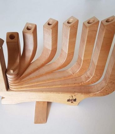 bougeoir paon articulé 7 feux en bois naturel par Art Plus 