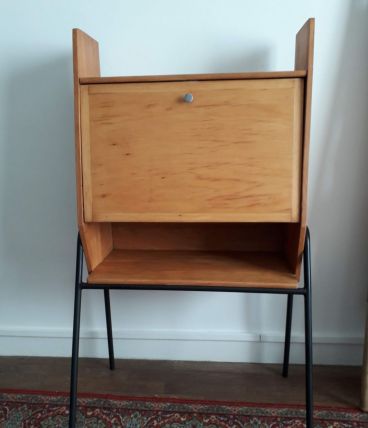 Secrétaire vintage 60 metal et bois blond