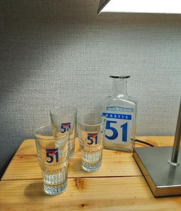 Carafe et 3 verres Pastis 51