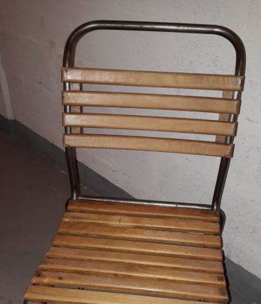 4 chaises indus. bois et fer / années 50