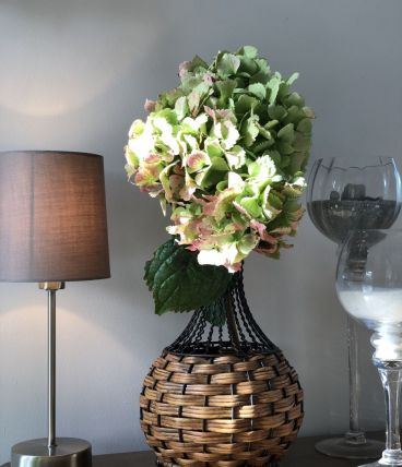 Vase en osier et métal - Vintage