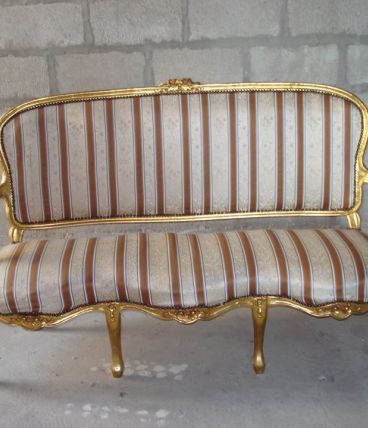 Magnifique salon style louis XV doré 1banquette 2 fauteuils