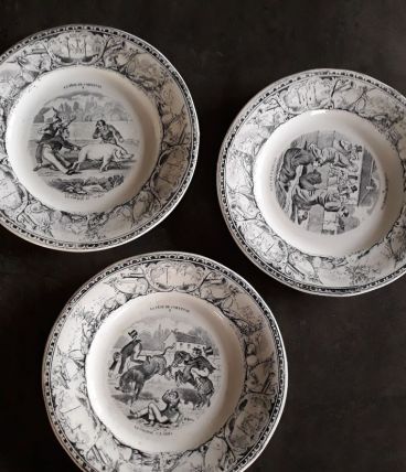 3 Assiettes parlantes Creil et Montereau 