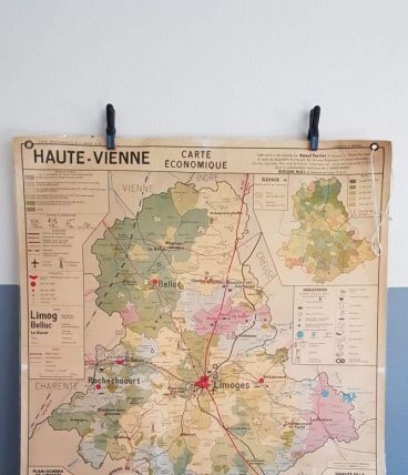 carte géographique scolaire plastifiée Haute-Vienne