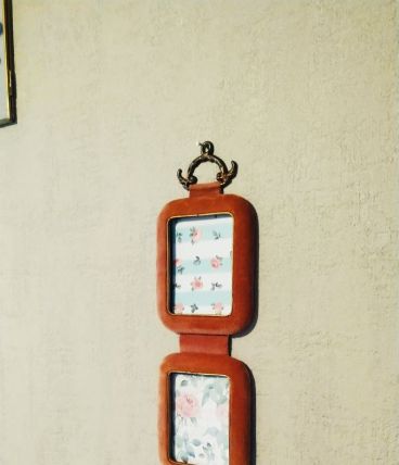 Cadre velours vieux rose