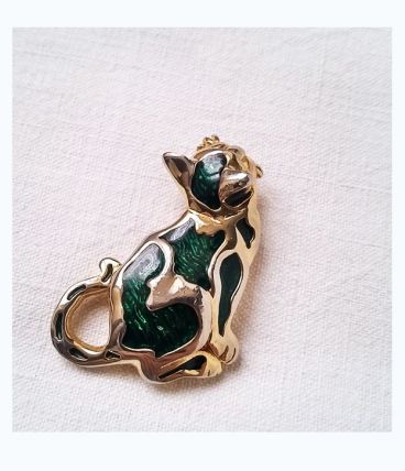 Broche chat émaillée