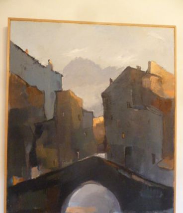 Huile sur toile "Pont à Venise" 75 cm x 94 cm