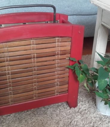 Porte revue rotin et bois