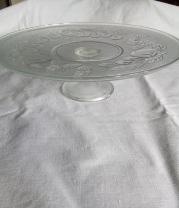 Plat présentoir à tartes et gâteaux en verre sur pied