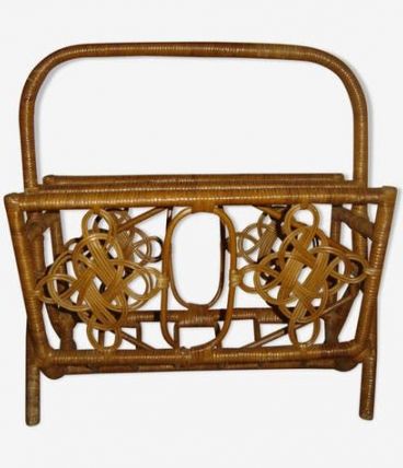 porte-revue rotin vintage