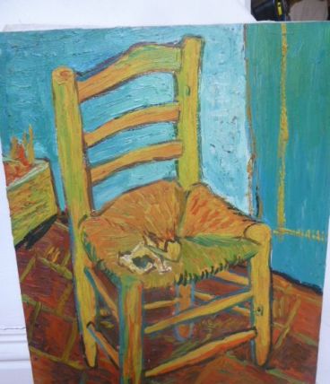 Huile sur toile, copie chaise de Vincent van Gogh 30 x40 cm