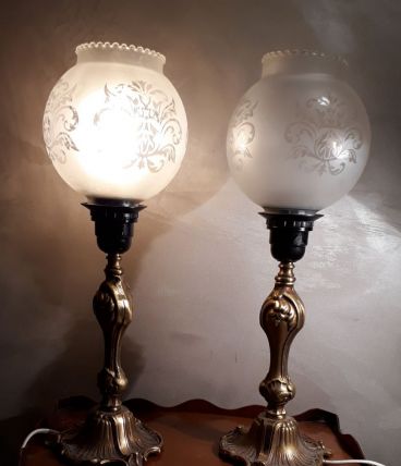 duo de lampes pied en bronze 1970 