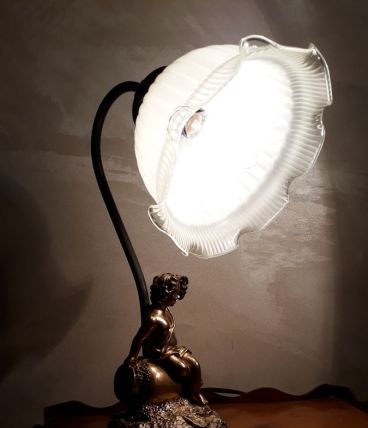 lampe angelot et tulipe art nouveau  
