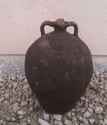 Pot ´´Amphoré ´ Ancien Terre Cuite Noire