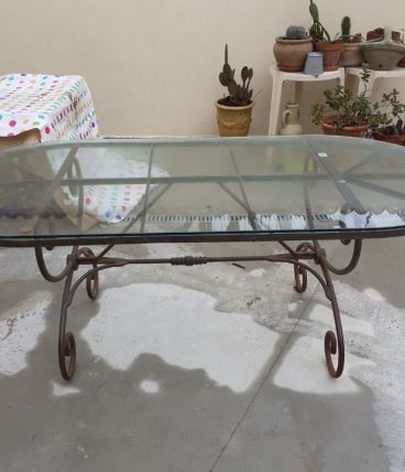 Table ovale fer+ verre