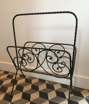 Porte-journaux revues en fer forgé vintage rétro