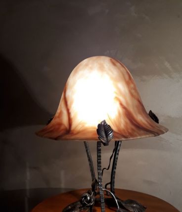 lampe  champignon  pate verre marbre 