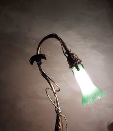 grande lampe art nouveau laiton et bronze