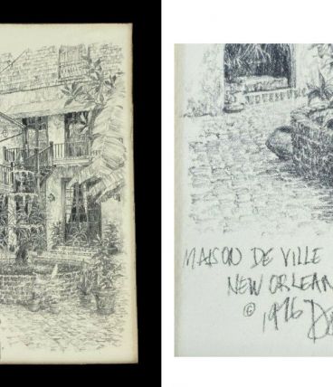 Don Davey - New Orleans - 2 dessins 1976  sous verre 