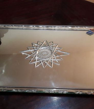 plateau miroir art deco verre biseauté 