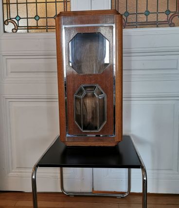 Vitrine horloge bois et verre 