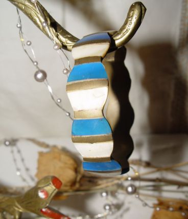 Bracelet laiton, nacre et pierre bleue naturelle