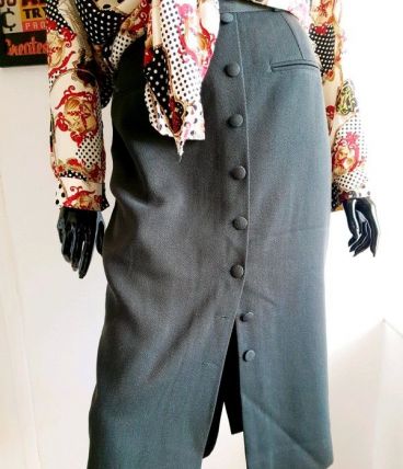 Jupe kaki vintage boutonnée
