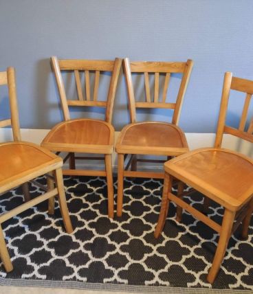 4 chaises de bistrot en bois verni style luterma