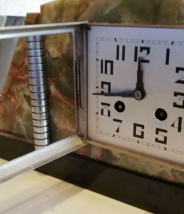 Pendule marbre onyx + 2 cassolettes