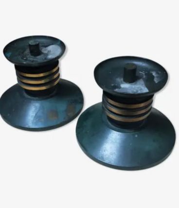 Paire de bougeoirs art déco en bronze