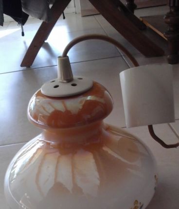 Opaline blanche / marron clair années  50/60