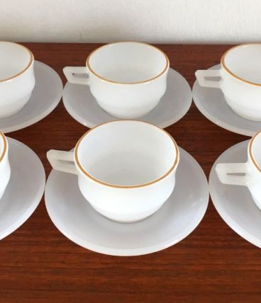 6 tasses à café Arcopal vintage années 70