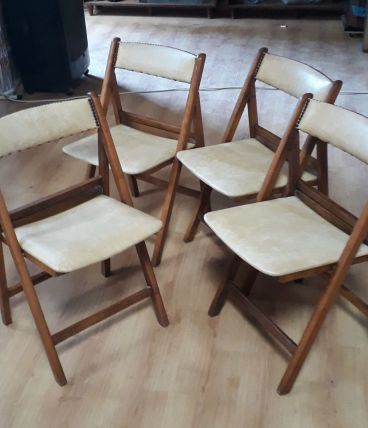 lot de 4 chaises pliante bois 1940 a 60 